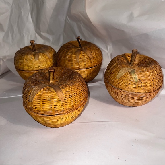 Four Wicker Apple Baskets Small - Picture 2 of 6